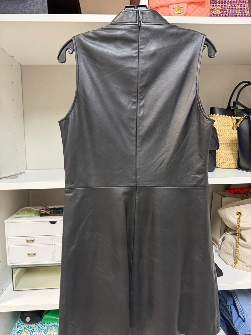 AS by DF Sleeveless Black Reclycle Leather Mini Dress - Picture 6 of 13